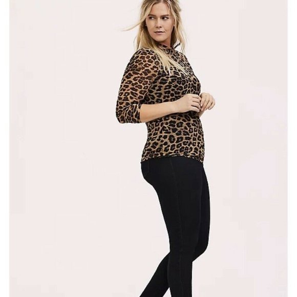 torrid Tops - SOLD Torrid leopard mesh mock neck top size 5X